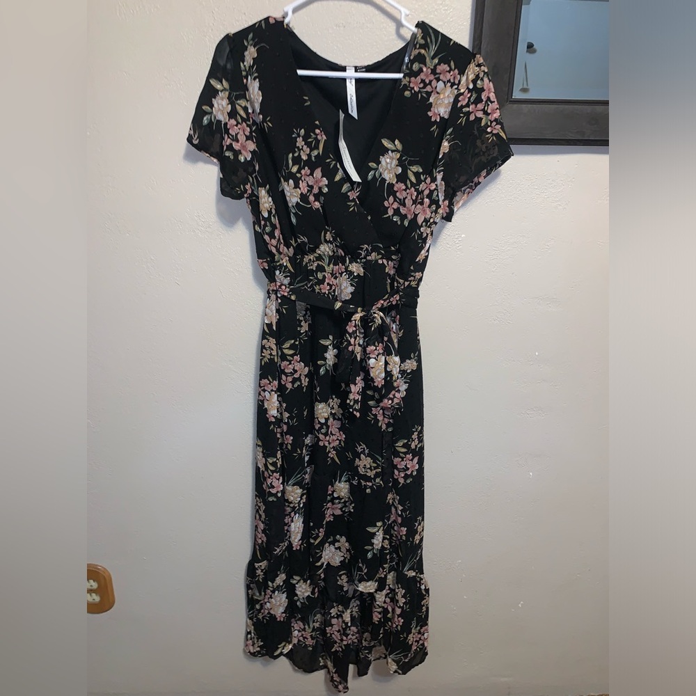 NWT Ny Collection Women's Petites Hi-Low Midi Floral Dress